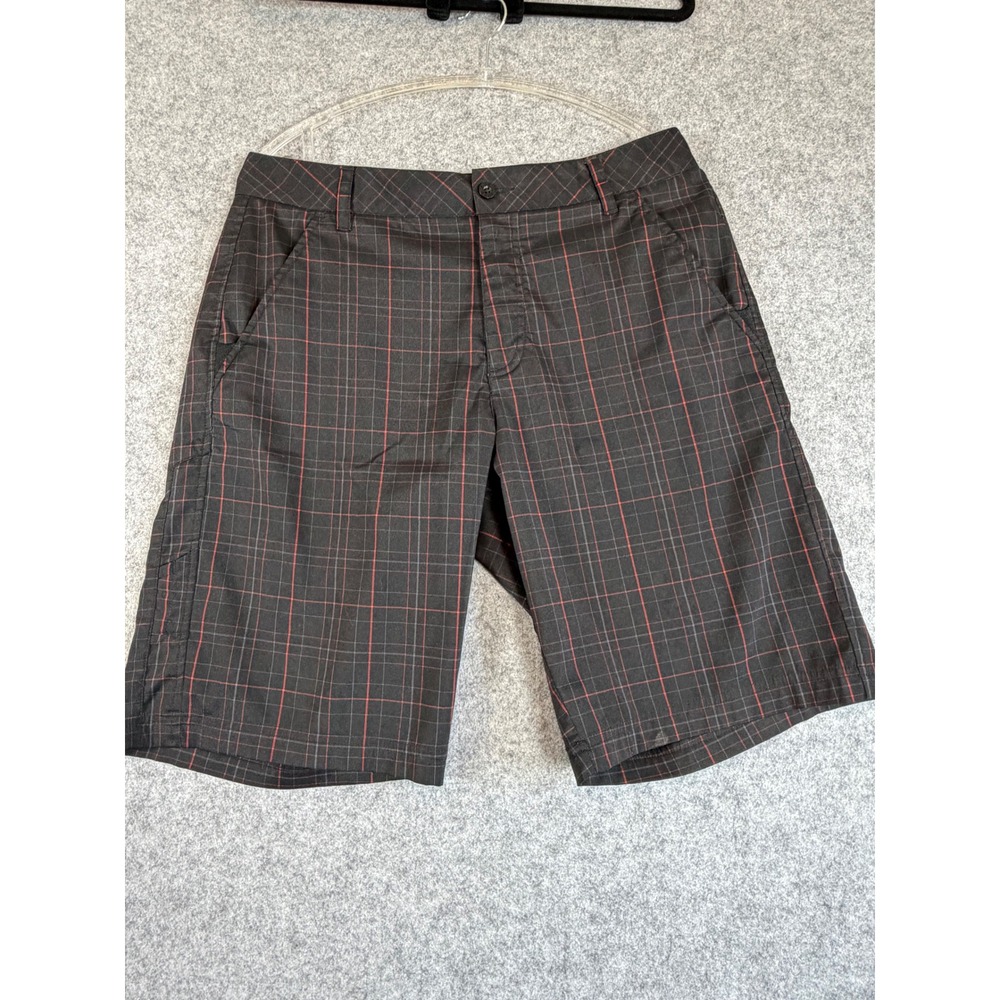 Fila Sport Golf Shorts Mens 32 Black Red Plaid Excellent Stretch Performance